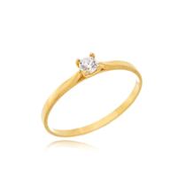 Anel Solitário 4 Garras Ouro Amarelo 18 Kl
