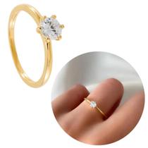 Anel solitário alto noivado 4mm banhado a ouro 18k zircônia Anel solitário alto noivado 4mm banhado a ouro 18k zircônia