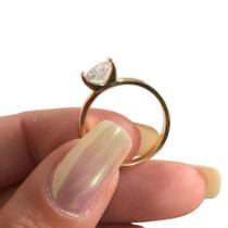 Anel solitário alto noivado zircônia banhado a ouro 18k joia Anel solitário alto noivado zircônia banhado a ouro 18k joia