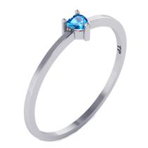 Anel Solitário Azul Topázio Coração Prata 925 - Exclusivo Anel Solitário Azul Topázio Coração Prata 925 - Exclusivo