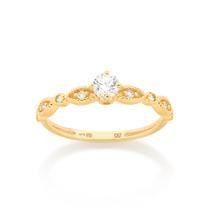 Anel solitário banhado a ouro BRANCO 512988 Rommanel