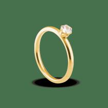 Anel Solitário Banhado Ouro 24K 2Mm Com Zircônia - 16