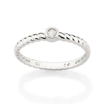 Anel solitário banhado ouro 3x 24k 18k e 22k ou prata 925 feminino rommanel aro torcido zircônia 513261 313261