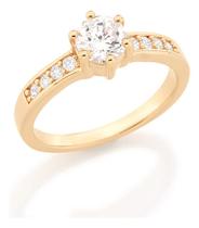 Anel Solitário C/ Zircônias Folheado Rommanel 511652