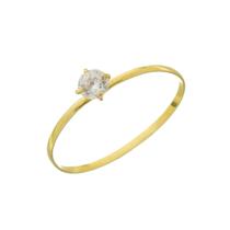 Anel Solitário Cálice Zircônia 4mm Ouro 18k 750