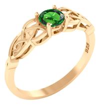 Anel Solitário Celta Knot Prata 925 Dourada 18k - Esmeralda Anel Solitário Celta Knot Prata 925 Dourada 18k - Esmeralda