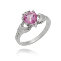 Anel Solitário Claddagh Pedra Pink Prata 925 Kl Anel Solitário Claddagh Pedra Pink Prata 925 Kl