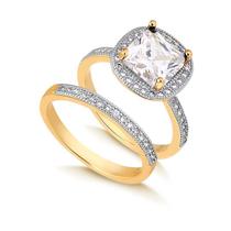 Anel Solitário Com Aparador Pedras Zircônia Banhado A Ouro Anel Solitário Com Aparador Pedras Zircônia Banhado A Ouro