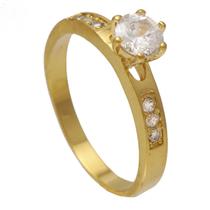 Anel Solitário com Detalhe de Zircônias Softjoias Folheado em Ouro 18K