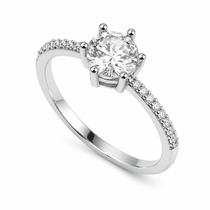 Anel Solitário Com Zircônia 7 mm E 6 Garras Em Prata 925 Anel Solitário Com Zircônia 7 mm E 6 Garras Em Prata 925