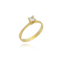 Anel Solitário Com Zircônia Ouro 18 Kl