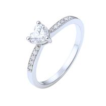 Anel Solitário Coração Prata 950 Zirconia Anel Solitário Coração Prata 950 Zirconia