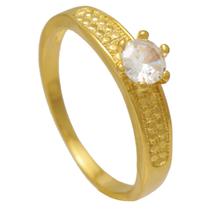 Anel Solitário Cravejado de Zircônia Softjoias Folheado em Ouro 18k