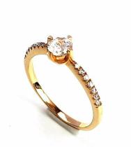 Anel Solitário Cravejado Zirconias Banho Ouro 18k 1440