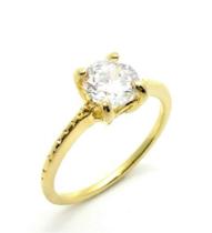 Anel Solitário De Pedra Zirconia Banho De Ouro 18k 3044 Anel Solitário De Pedra Zirconia Banho De Ouro 18k 3044