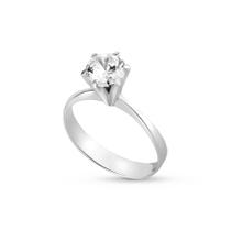 Anel Solitário de Prata 925 com Zircônia de 6mm