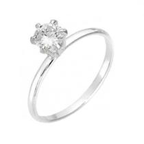 Anel Solitário de Prata Garra Alta