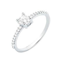 Anel Solitário de Prata Zircônia Milla