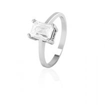 Anel Solitário De Prata Zircônia Retangular Anel Solitário De Prata Zircônia Retangular