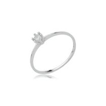Anel Solitário Delicado 4mm Pedra Zircônia Em Prata 925