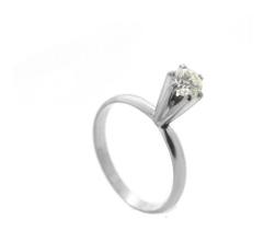 Anel Solitário Diamante 35 Pontos Cálice Alto Ouro Branco 18