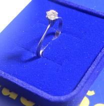 Anel Solitário Diamantes 4 mm Ouro Branco 18 Kilates Peso 1.70 Gramas Topo 4 mm