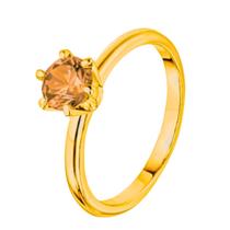 Anel Solitario Dourado 2mm Pedra Zirconia Rose Tradicional Anatomica Tungstenio