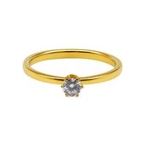 Anel Solitário Dourado Banhado A Ouro18k Com Zircônia Anel Solitário Dourado Banhado A Ouro18k Com Zircônia