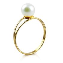 Anel Solitário em Ouro 18k com Pérola e Aro Duplo - Justino Ribas