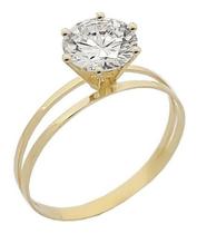 Anel Solitário Em Ouro 18k Feminino Noivado Debutante Pedra Zircônia 5 mm Peso 1.20 Gramas
