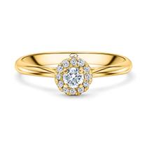 Anel Solitário em ouro 18k Halo e diamante 0,23ct