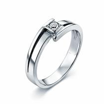 Anel Solitário em Ouro Branco 18K com Diamante 0,10 ct - Justino Ribas