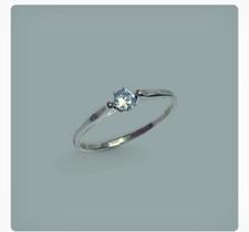 Anel solitario em prata com pedra de zircônia encaixada- 3mm Anel solitario em prata com pedra de zircônia encaixada- 3mm