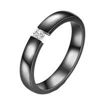 Anel Solitário Feminino De Aço Inoxidável Fino De 3mm Com Pedras AAA CZ Para Noivado, Casamento E