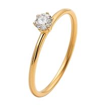 Anel Solitário Feminino em Aço Inoxidável Dourado com Pedra Tamanho:20