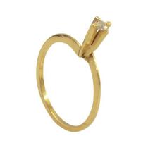 Anel Solitário Feminino Em Ouro 18k Diamante 6 Pontos