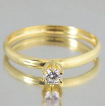 Anel solitário feminino OURO 18k maciço 100% Puro