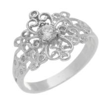 Anel Solitário Feminino Prata 950 Pedra Zircônia Luxo Moda