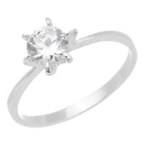 Anel Solitário Feminino Prata 950 Zircônia Elegante Casual Anel Solitário Feminino Prata 950 Zircônia Elegante Casual