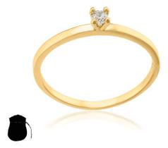 Anel Solitário Fino Banhado A Ouro 18k Feminino Exclusivo
