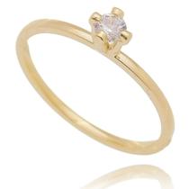 Anel Solitário Fino Banhado A Ouro 18k Feminino Lançamento Anel Solitário Fino Banhado A Ouro 18k Feminino Lançamento