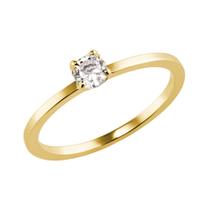 Anel Solitário Folheado A Ouro 18K Com Pedra 4mm