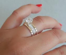 Anel Solitário Formatura Prata 925 Com Aplique em Ouro 14k Elegante Profissão Formal