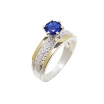 Anel Solitário Formatura Prata 925 Com Aplique em Ouro 14k Elegante Profissão Formal