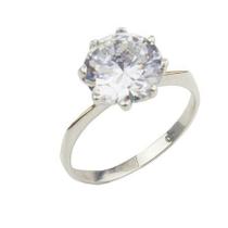 Anel Solitário Grande Prata - Cod 229