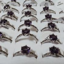 Anel Solitario Lindo Aço Inoxidavel Pedraria Roxa Anel Solitario Lindo Aço Inoxidavel Pedraria Roxa