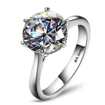 Anel Solitário Moissanita 2-4ct - Prata 925 - Aliança de Noivado e Casamento