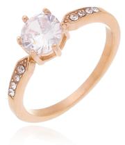 Anel Solitário Noivado Compromisso Namoro Banhado A Ouro Rosê 18k Anel Solitário Noivado Compromisso Namoro Banhado A Ouro Rosê 18k