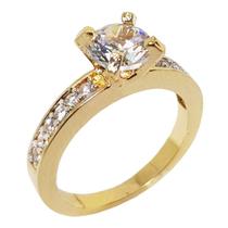 Anel Solitário Noivado Feminino Banhado Ouro 18k Zirconia Luxo