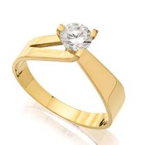 Anel Solitário Ouro 18 Kilates Maciço Peso 7.00 Gramas Pedra 5 mm Zircônia